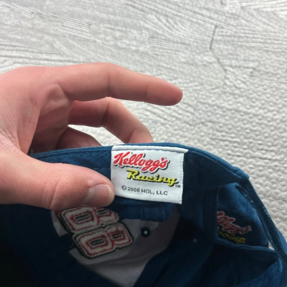 Vintage 90s Kellogg's Racing Dale Jr Hat Cap Strap Back Adjustable Blue‎ Nascar